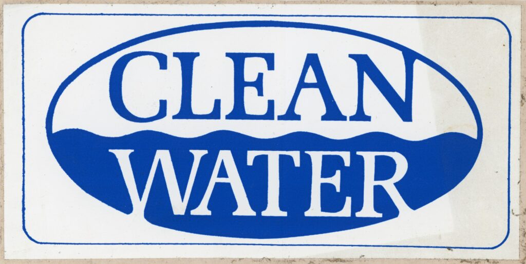 A "Clear Water" bumper sticker.