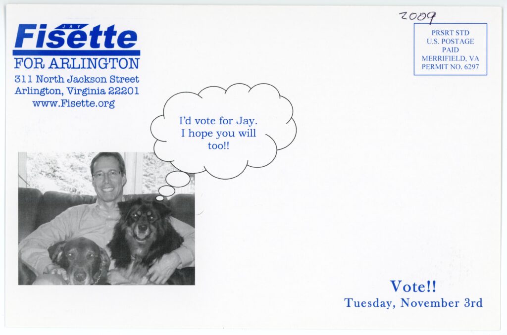 Front of Postcard from Jay Fisette campaign.