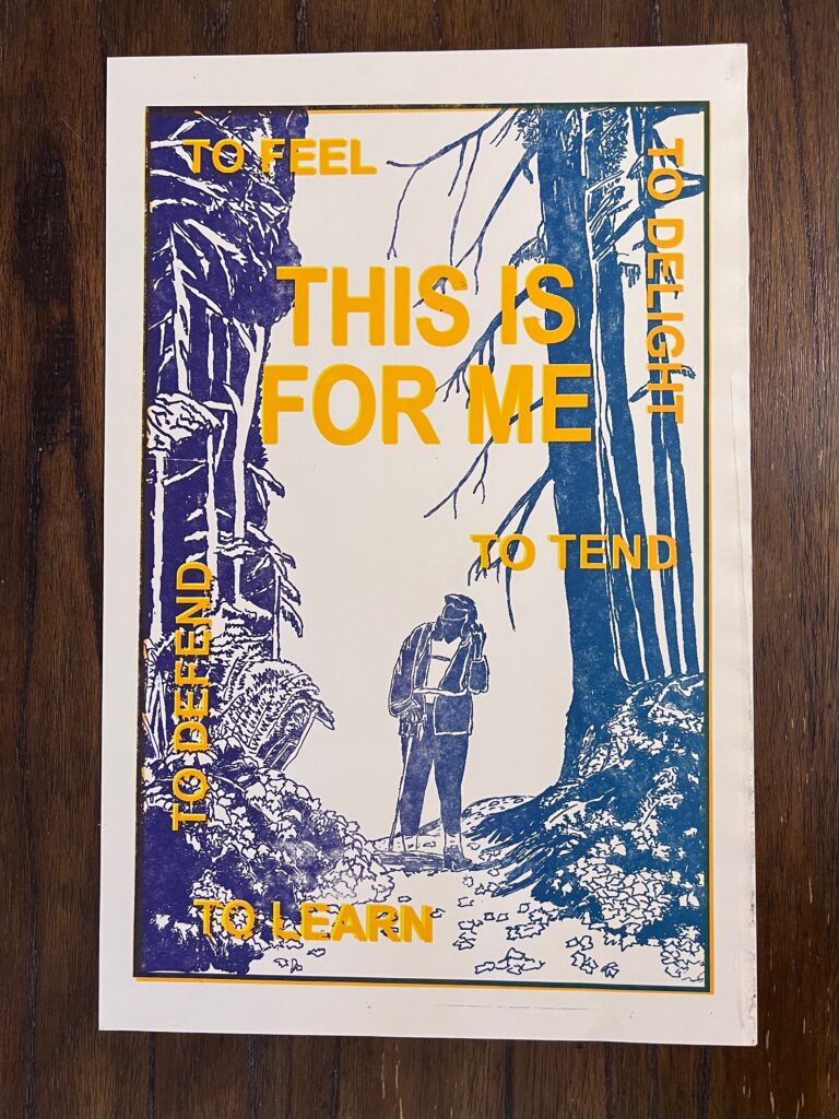 a screenprint poster that says, "this is for me."