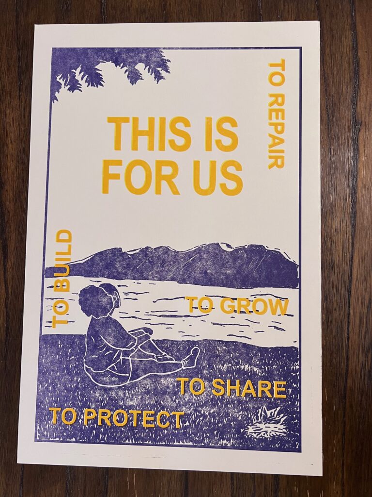 a screenprint poster that says, "this is for us."