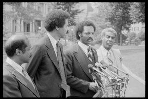 Photo of Rev. Jesse Jackson (second from the right) speaking at a press conference, 1979, Library of Congress, Prints and Photographs Division, LC-U9-37985- 14, photograph by Marion S. Trikosko