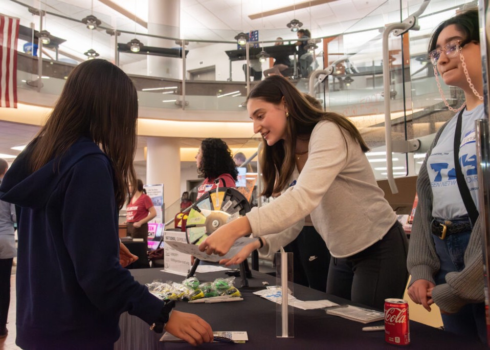 Teen volunteers at the library.