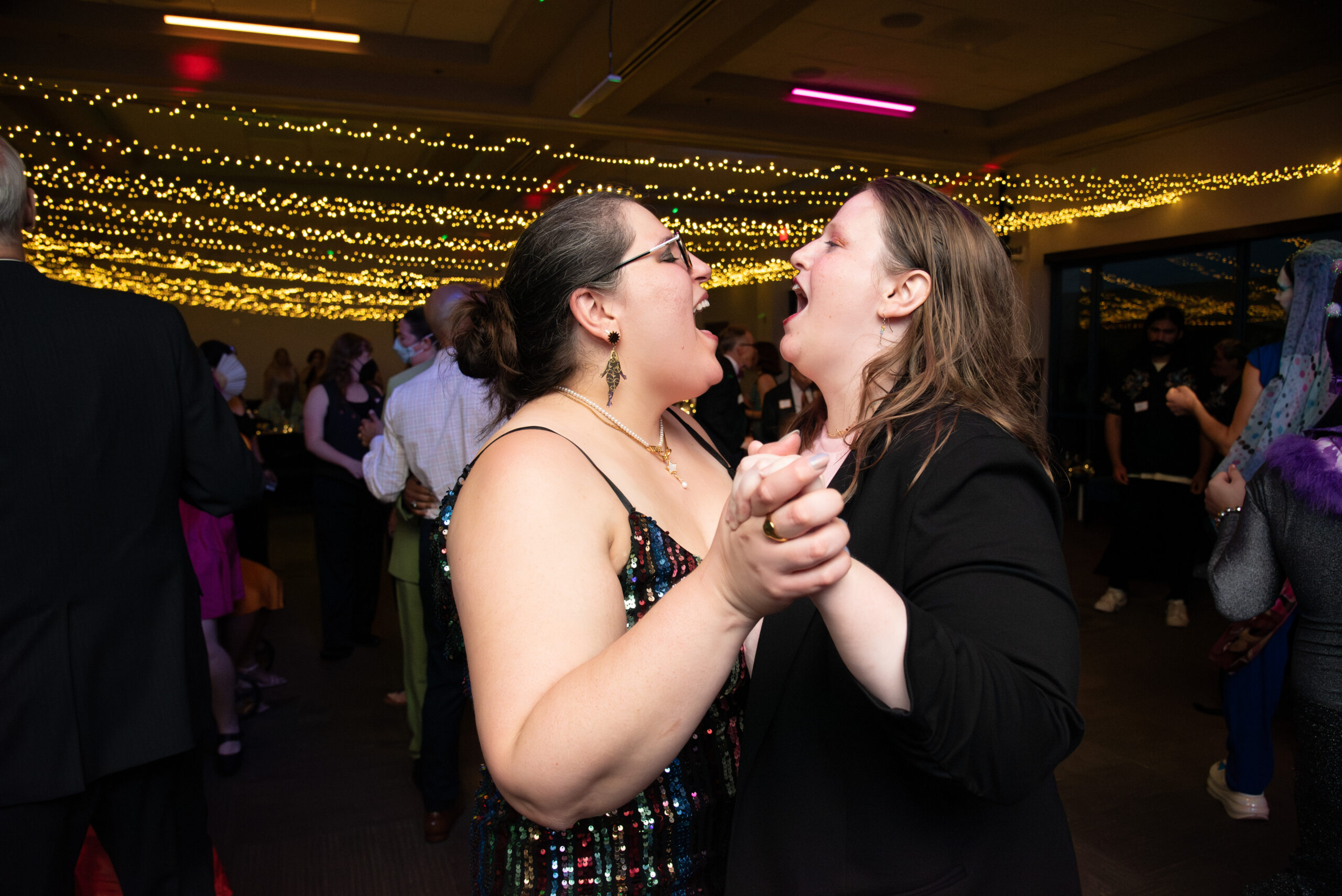 A couple dancing at Pride Prom.