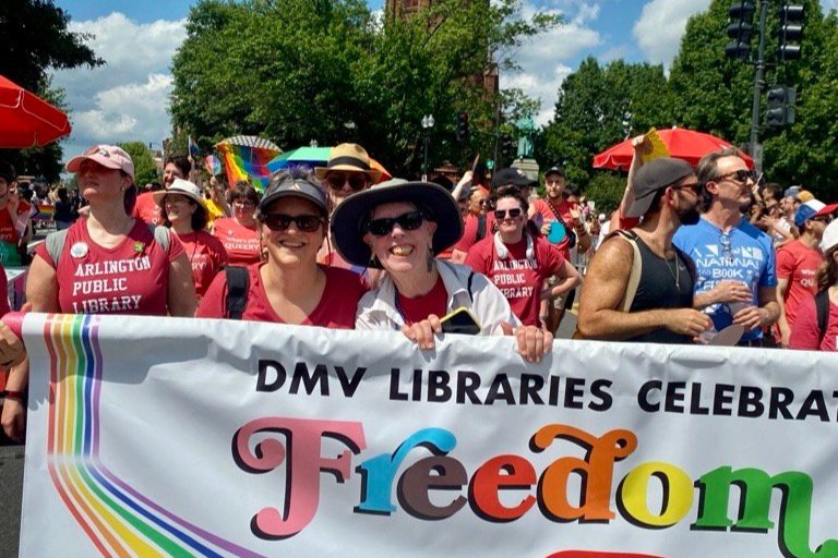Arlington Public Library staff marching in the 2025 D.C. World Pride Parade.