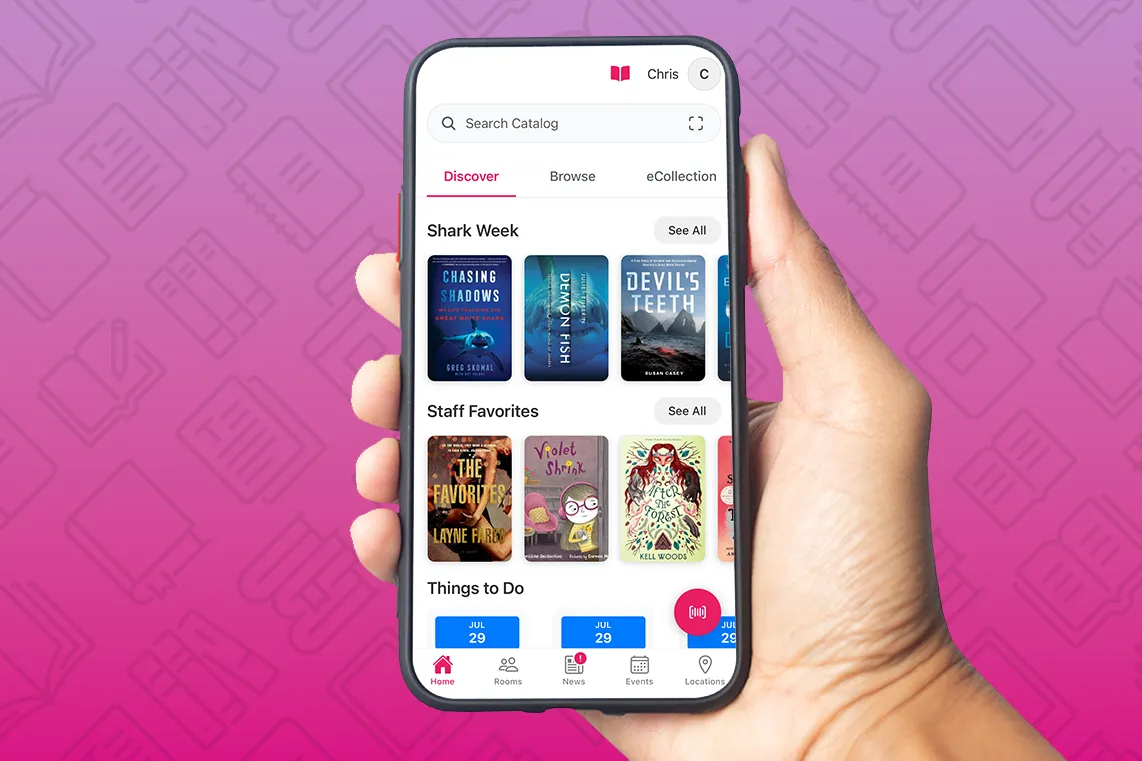 Updated Library app home screen featuring a more modern interface.