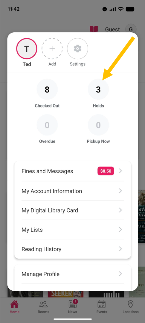 Library App 3.0 my account overview