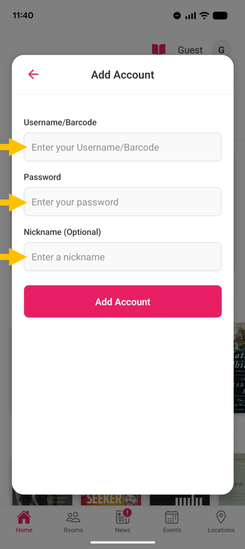 Library App 3.0 add account