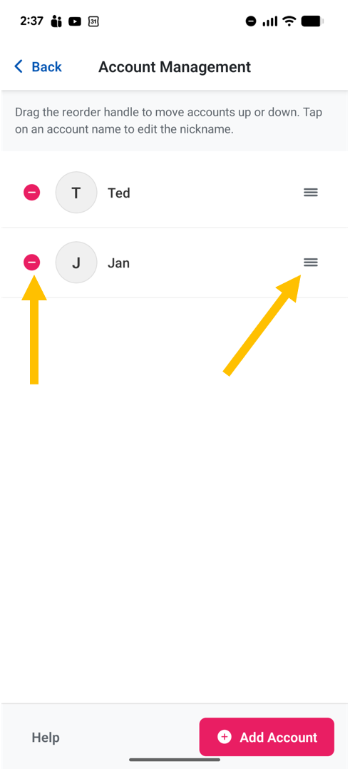 Library App 3.0 manage accounts