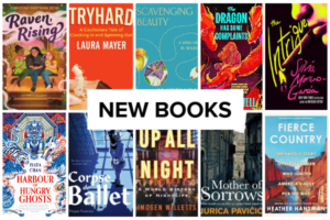 Composite featuring 10 book covers with text "new books."
