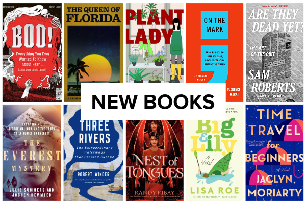 Composite featuring 10 book covers with text "new books."