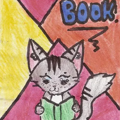 A cat and frog sit reading together with mugs of hot chocolate under text that reads "Cozy up and read a book!"