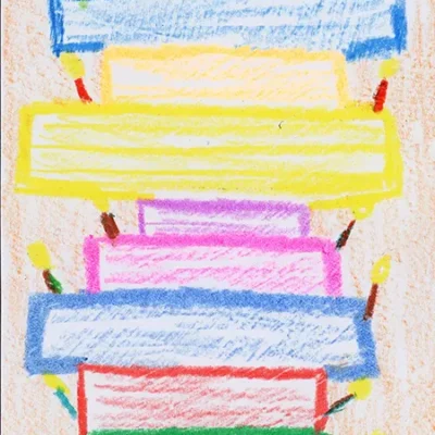 A colorful stack of books with birthday cake candles extending from either side, and numbered "250" candles at the top.