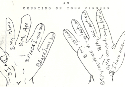 Drawing of two hands with the words "It's as easy as counting on your fingers"