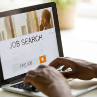 Laptop with job search website