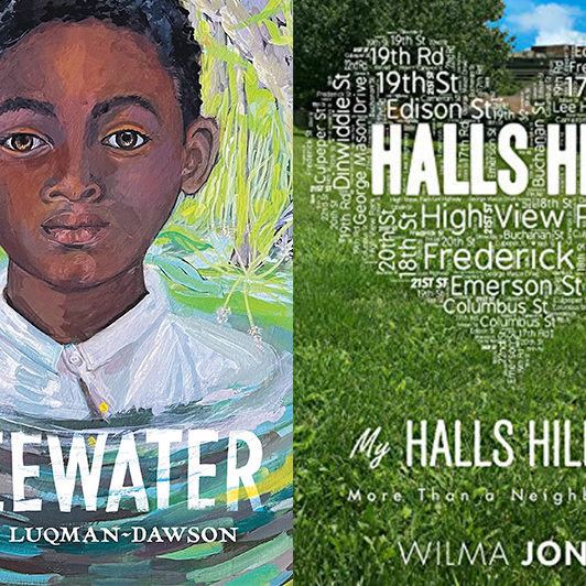 Book covers of "Freewater" and "My Halls Hill family: more than a neighborhood."