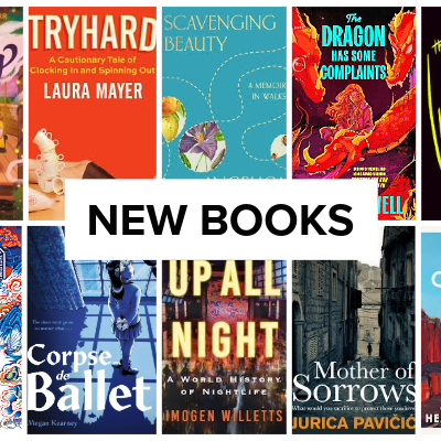 Composite featuring 10 book covers with text "new books."