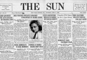 Screenshot of a historic issue of the Arlington newspaper "The Sun."