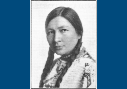 Photo of a woman in traditional native american clothing